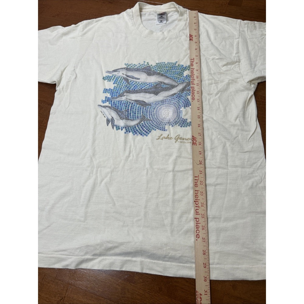 Vintage Fruit Of The Loom T Shirt Lake Geneva Wisconsin Men's Size XL White 1997 - Picture 7 of 12